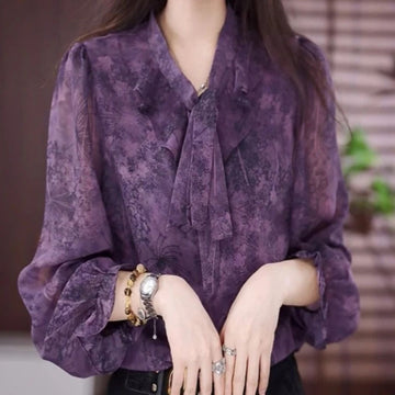 Floral Long Sleeve Chiffon Shirt