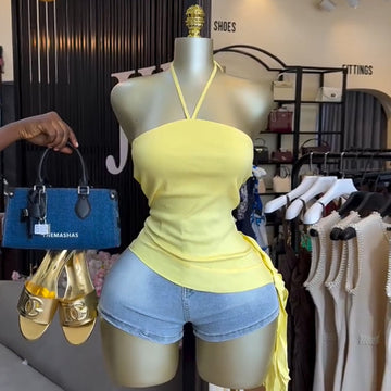 Asymmetric Hem Tube Top Shirt
