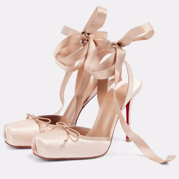 Satin High Heel Ankle Strap Sandals