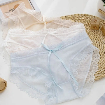 Lace Bow Ice Silk Seamless Panties