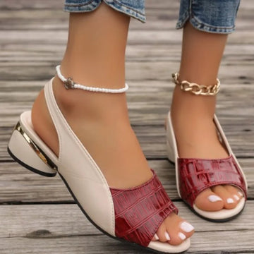 Women's Sandals Luxury Casual Leather Sandals Designer Low Heeled Fish Mouth Sandals for Women Open Toed Formal Sandal Sandalias