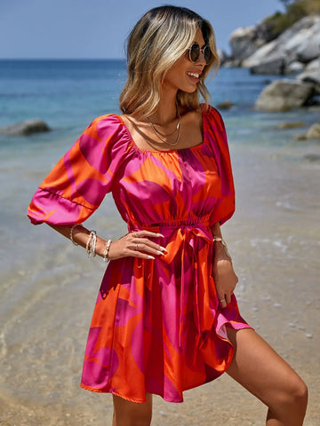 Orange Resort-Style Mini Dress