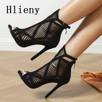 Open Toe Zipper Thin Heel Fashion Boots