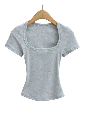 Square Neck Elastic Crop Top